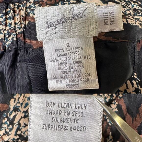 Vintage 90s Jacqueline Ferrar 100% Silk Skirt Abstract Print Petite Size 2 Lined - Picture 11 of 14